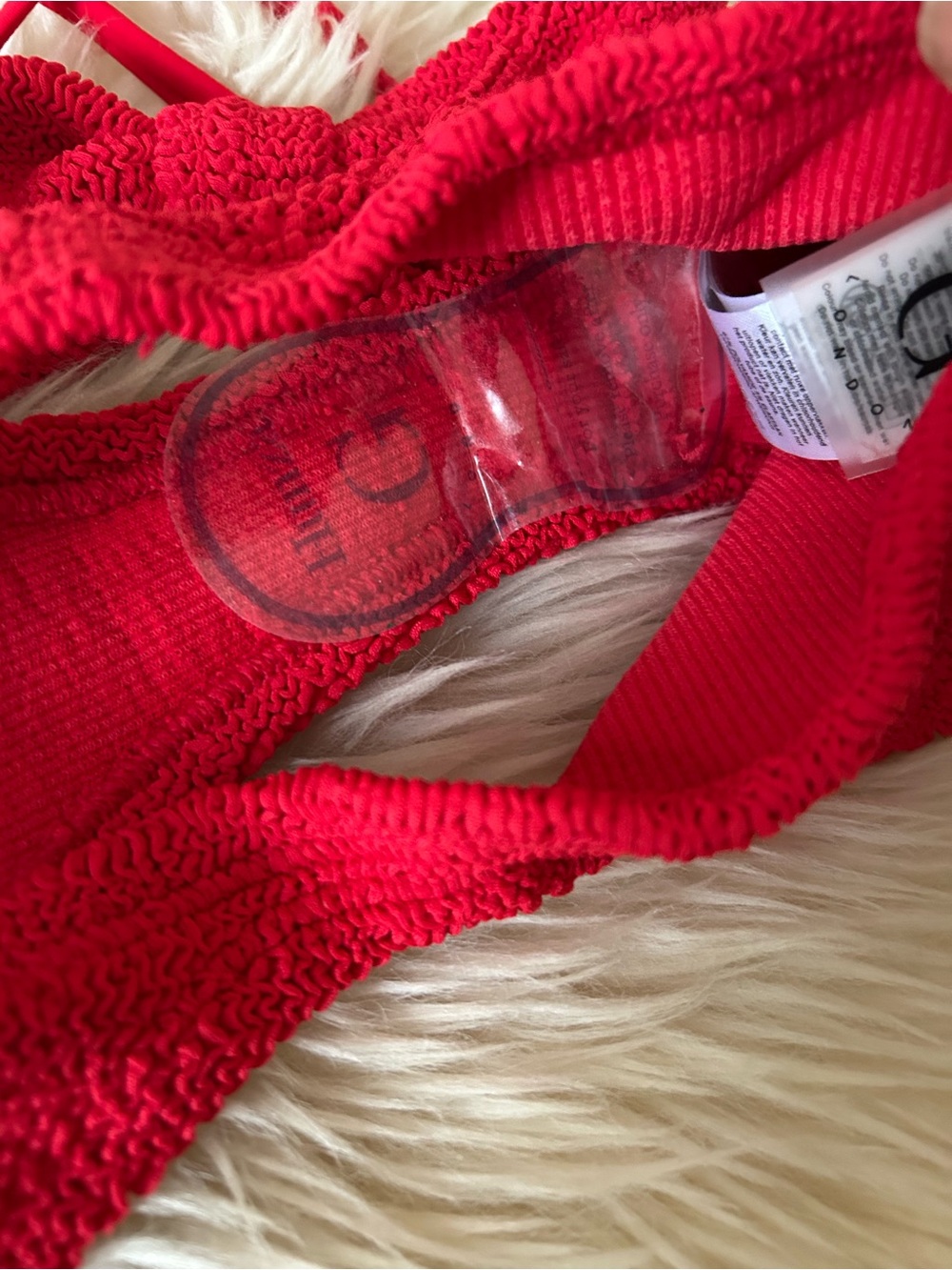 New! 🔥 current season Hunza G Alicia crinkle knot bikini set in red ONe size - Picture 3 of 8